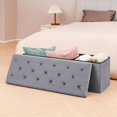 thumbnail image 2 of Storage Ottoman Bench with Benches Foot Rest Stool, Large Long Folding Velvet Toy Shoes Chest for Bedroom, Living Room,（Grey） 43.3"x15.7"x15.7", 2 of 16