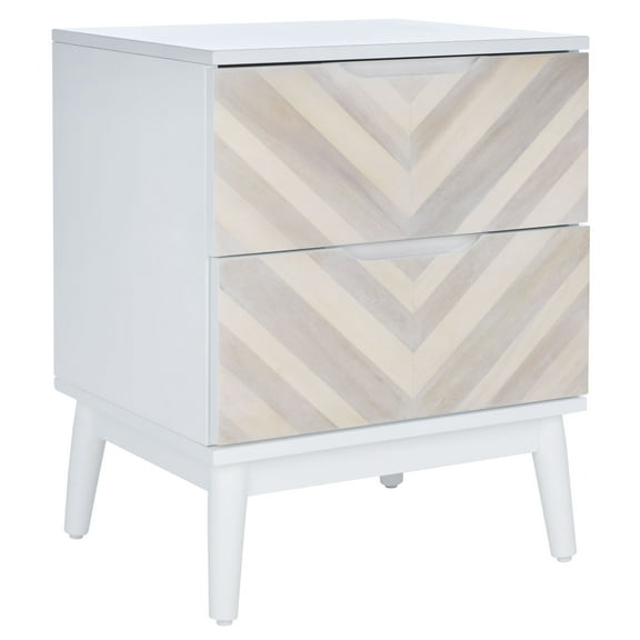 SAFAVIEH Tay 2 Drawer Patterned Nightstand, White Washed