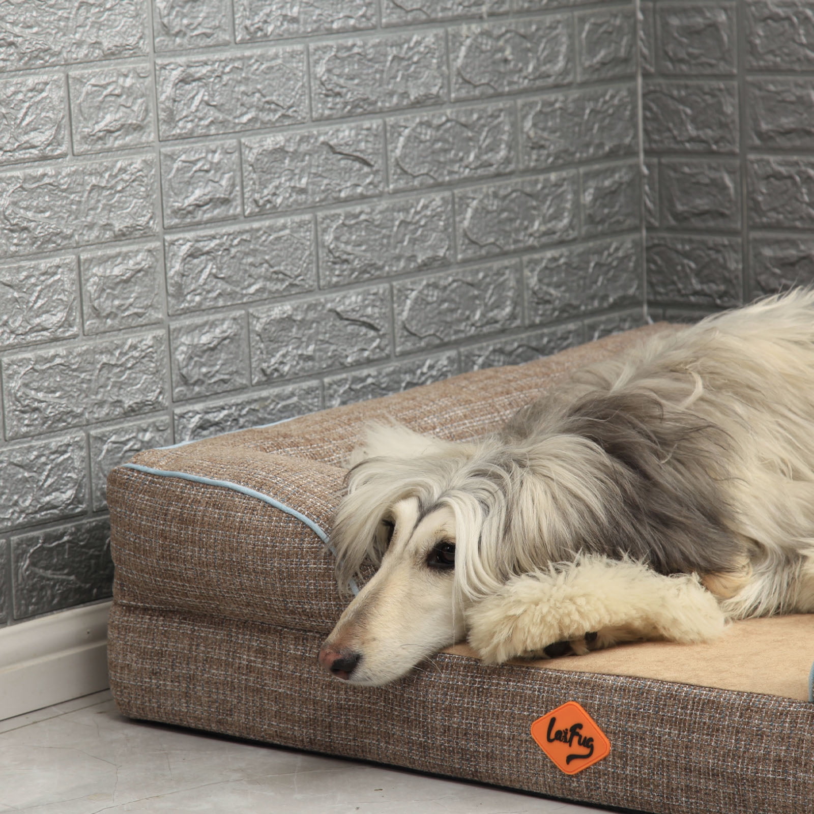Laifug Orthopedic Premium Memory Foam Dog Bed, Dog Sofa with Washable and Removable Suede Cover, Waterproof Liner and Non-Slip Bottom