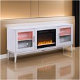 thumbnail image 6 of JERFIT 70 White Modern TV Stand with Electric Fireplace Heater, 7 Flame Colors, LED Lights, Glass Cabinets & Storage for Living Room, 6 of 6