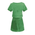 thumbnail image 5 of Homenesgenics Dresses for Women Womens Dresses Summer Women's Fashion Solid Color Short Sleeve-Neck Mid-Calf Dress Green M, 5 of 5