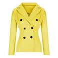 thumbnail image 3 of Herrnalise Womens Fashion Horn Button Fleece Thicken Coat with Hood Winter Warm Jacket Yellow,M, 3 of 5