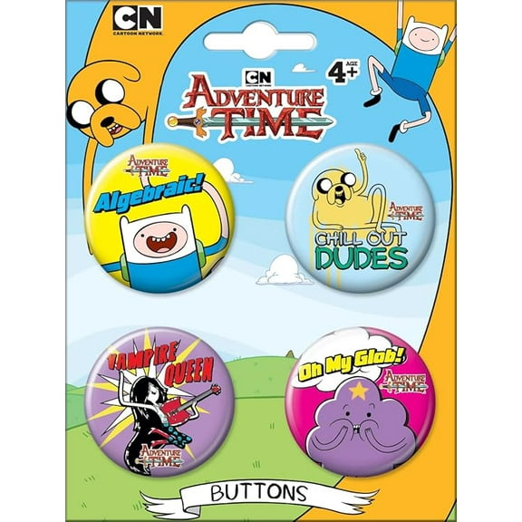 Adventure Time Set of Four 1.25 Inch Collectible Buttons