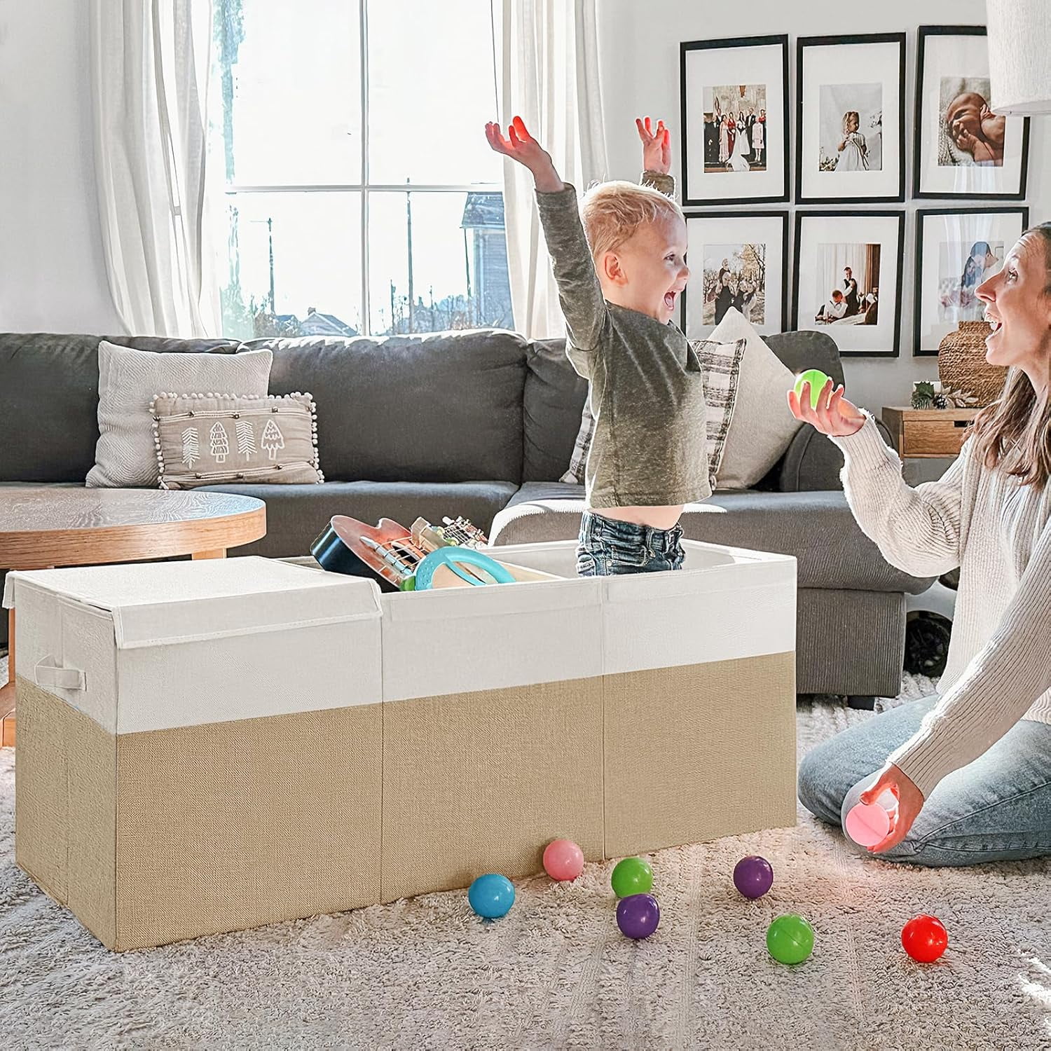 185L Extra Large Toy Box, Toy Storage Organizer Collapsible