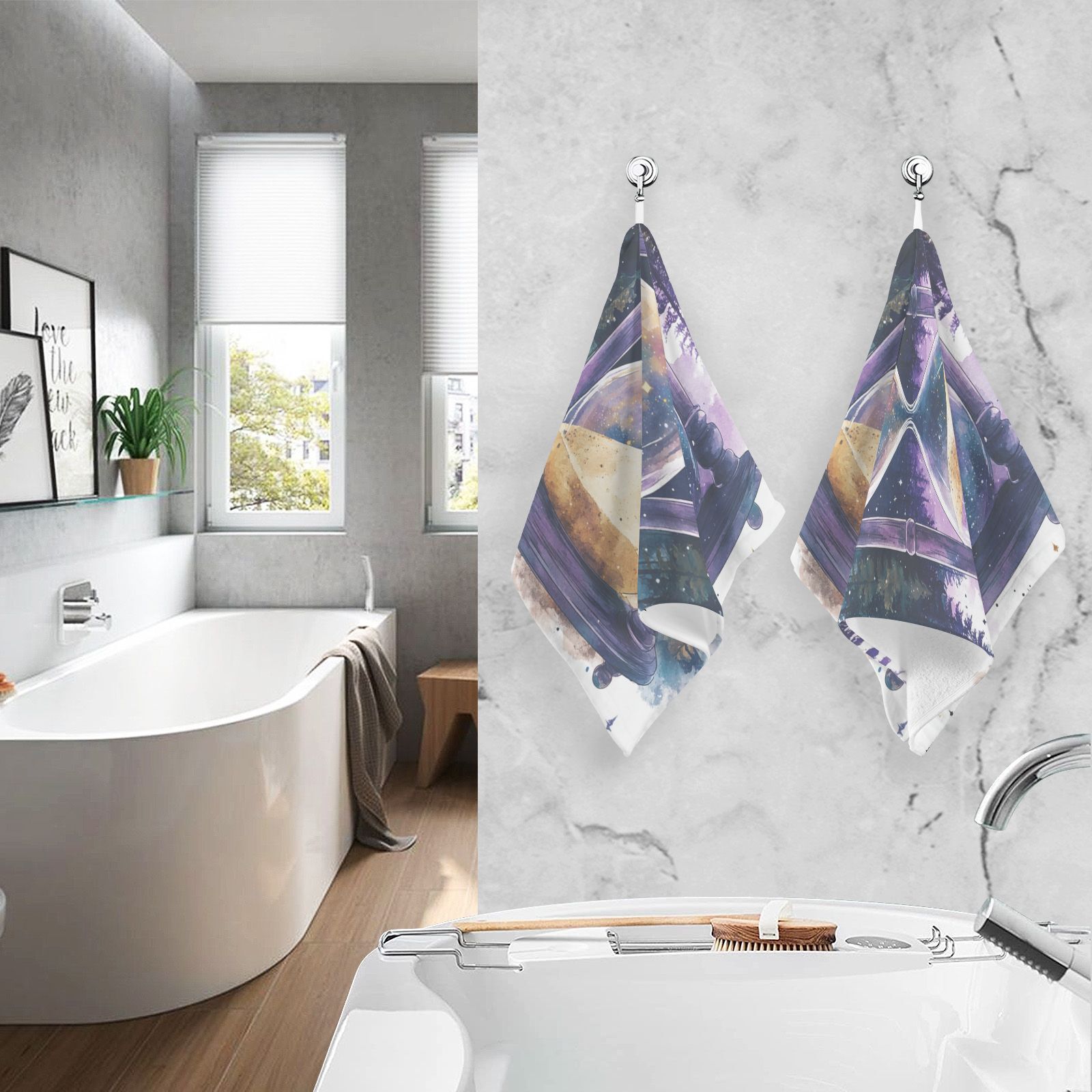 Forest Hourglass Hand Towels Cotton Bath Towels Large Face Towels Absorbent for Bathroom 2 Packs