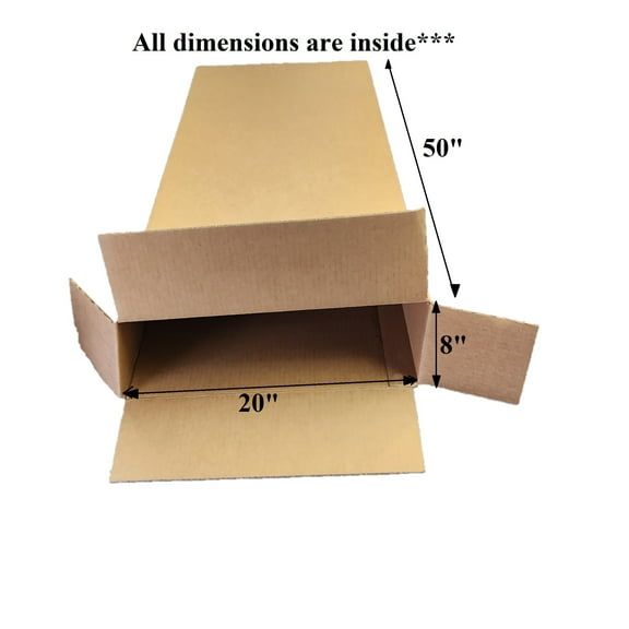 FOL Guitar Cardboard Boxes, 20" x 8" x 50", Side Loading Corrugated, for Moving, Shipping, Package or Storage, Kraft (Pack of 5)
