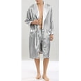 thumbnail image 4 of Men's Satin Robe with Short Set Silk Lightweight Bathrobe Sleepwear 2 Piece, 4 of 7