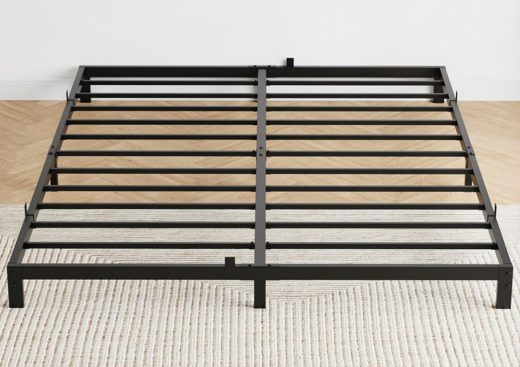 Senfot Queen Size Low Profile Metal Bed Frame - 8" Mattress Foundation Support, Black