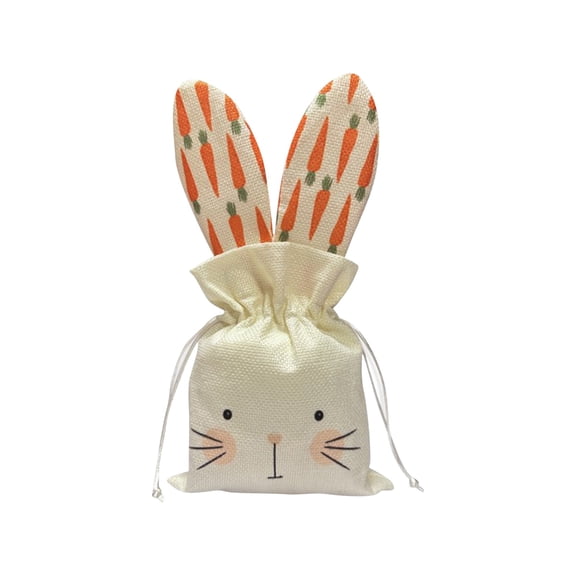 Easter Bunny Cloth Bag, Sweet Candy Beige Drawstring Bag Garden Tea Party Gift Ornament Supplies
