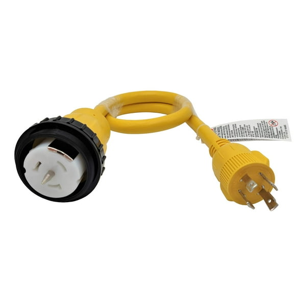 Parkworld 62176 Shore Power Adapter Generator 30A L14-30P male to Marine 50A SS2-50R female with locking ring (3FT)