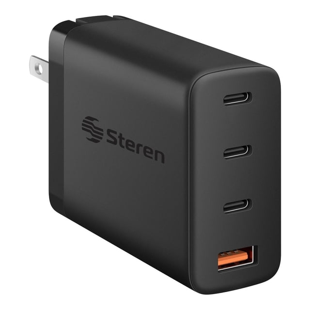 Cargador GaN cuádruple Quick Charge y Power Delivery 100 W Steren ELI-7110
