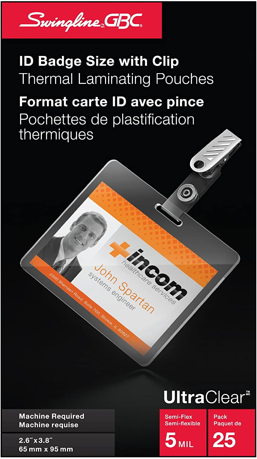 Swingline GBC UltraClear Thermal Laminating Pouches, Badge/ID Card Size