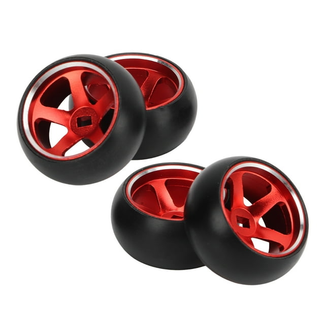 RC Car Tires And Rims, 4Pcs 1/28 Scale RC Car Tires And Rims For K989 Red,Blue,Gold,