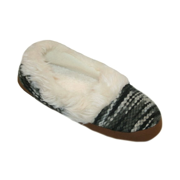 Dearfoams Women's Chunky Knit Espadrille Slipper Black (Small - Shoe Size 5-6)