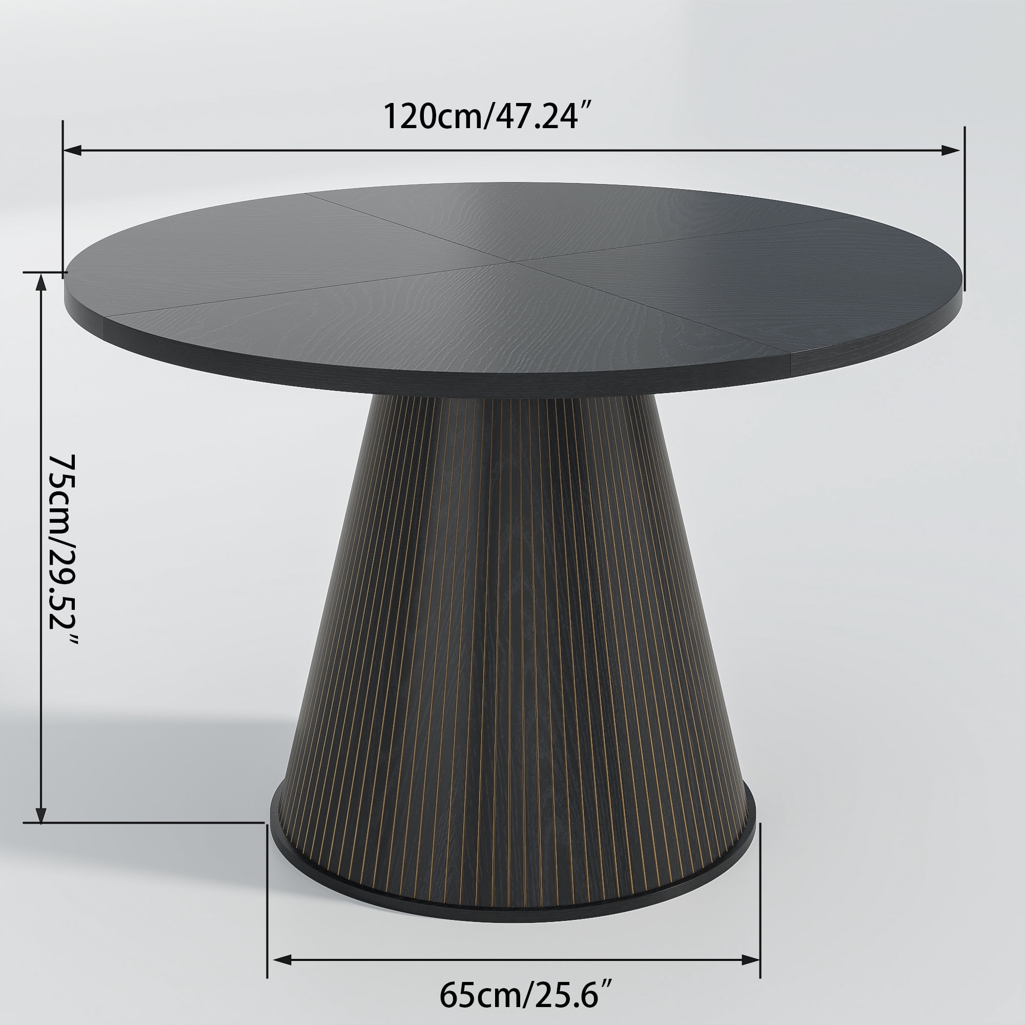 47 inch Round Dining Table for 4, Farmhouse Kitchen Table, Circle Dining Table for Kitchen, Living Room, Black