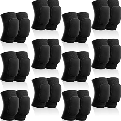 Voylla 12 Pairs Volleyball Knee Pads for Dancers Soft Breathable Knee Braces for Men Women Football Soccer Yoga Skating Wrestling Running Cycling(Medium,Black)