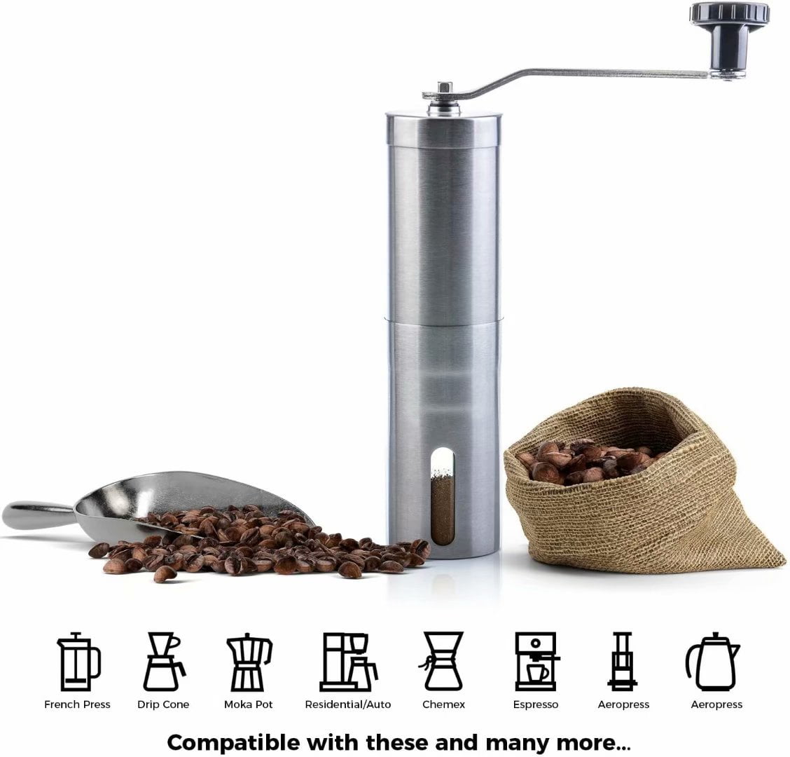 Manual Coffee Grinder, Manual Coffee Grinder Made Of Stainless Steel With Conical Ceramic