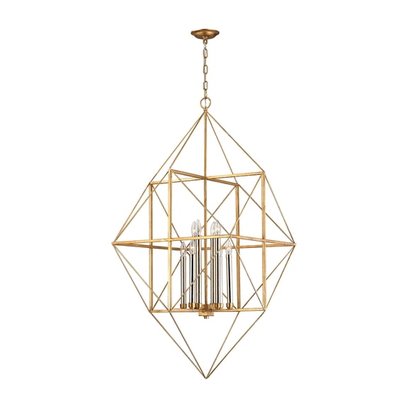 Dimond Lighting Connexions 8 Light Pendant In Antique Gold And Silver Leaf