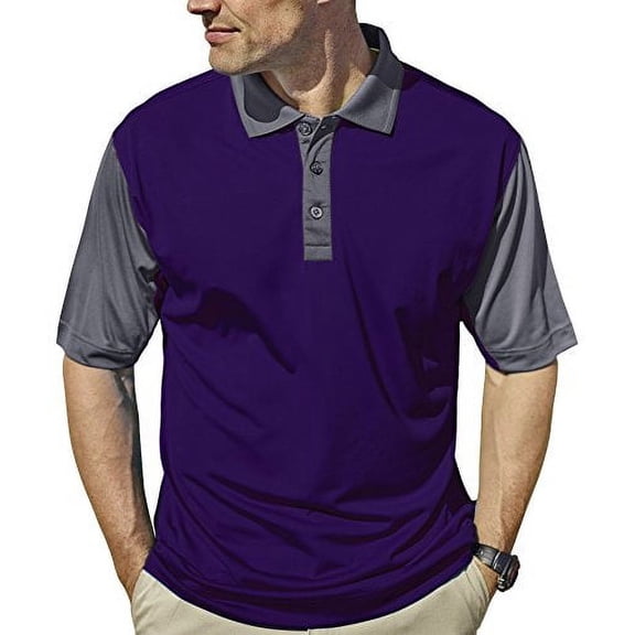Pro Celebrity Men's Corvette Polo Shirt (Large, Purple & Graphite)