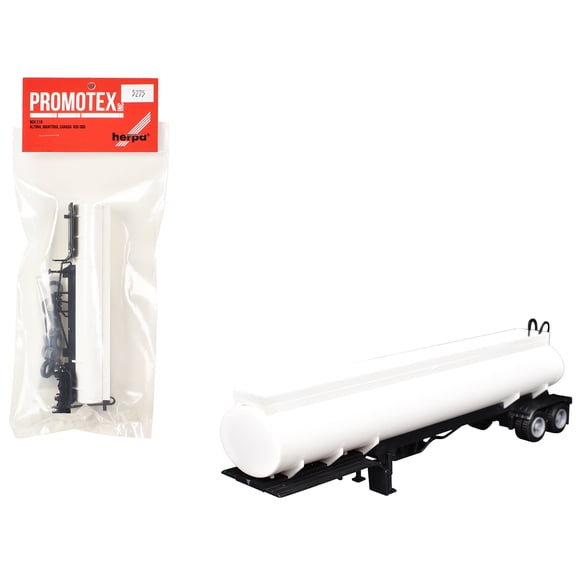 Elliptical Tanker Trailer White 1/87 (HO) Scale Plastic Model by Promotex
