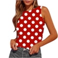 thumbnail image 1 of Women's Tank Tops Summer Sleeveless Round-Neck Slim Fitted Blouse Side Ruched Basic Printed Tees Shirts, 1 of 4