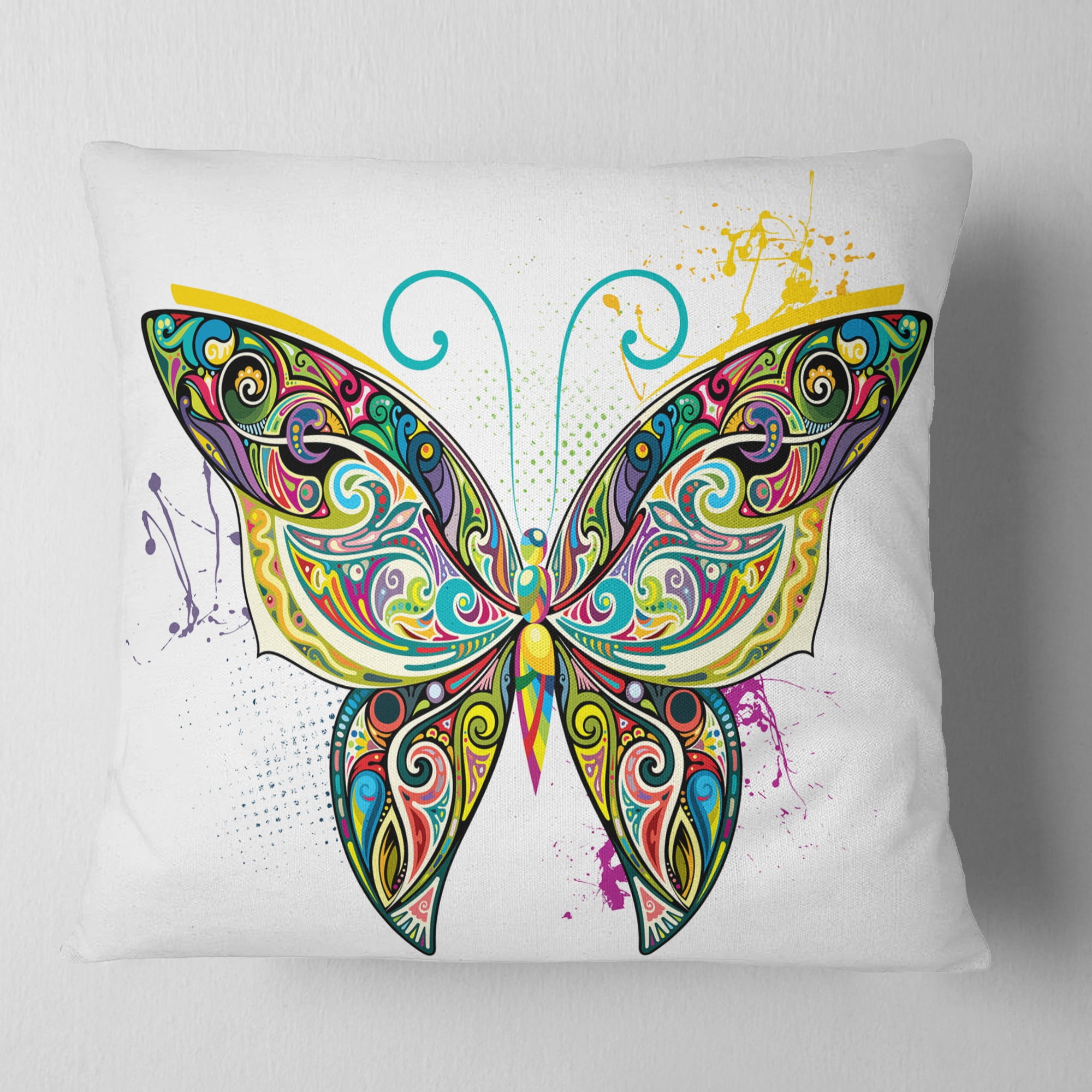 Designart Openwork Butterfly - Abstract Throw Pillow - 16x16
