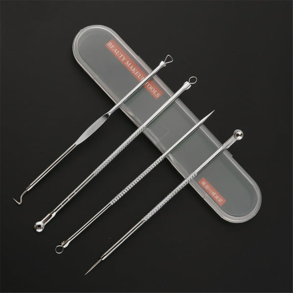 ONLYEOR 4 Pcs Pimple Extractor Tool, Pimple Popper Tool Kit, Professional Stainless Pimples Comedone Extractor Removal Tool