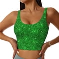thumbnail image 2 of Lsque Green Glitter Printed Women'S Sports Bra, Compression, Moisture Wicking, High-Impact Sports Bra For Women,Supportive sports bra-Large, 2 of 9
