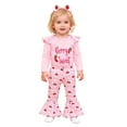 thumbnail image 2 of SonxaHe Newborn Girl' Outfits Cherry Print Long Sleeve Tops Flared Pants for Valentine's Day Cute Party Comfy Soft Outfit Set Pink,Sized 0-3 M, 2 of 8