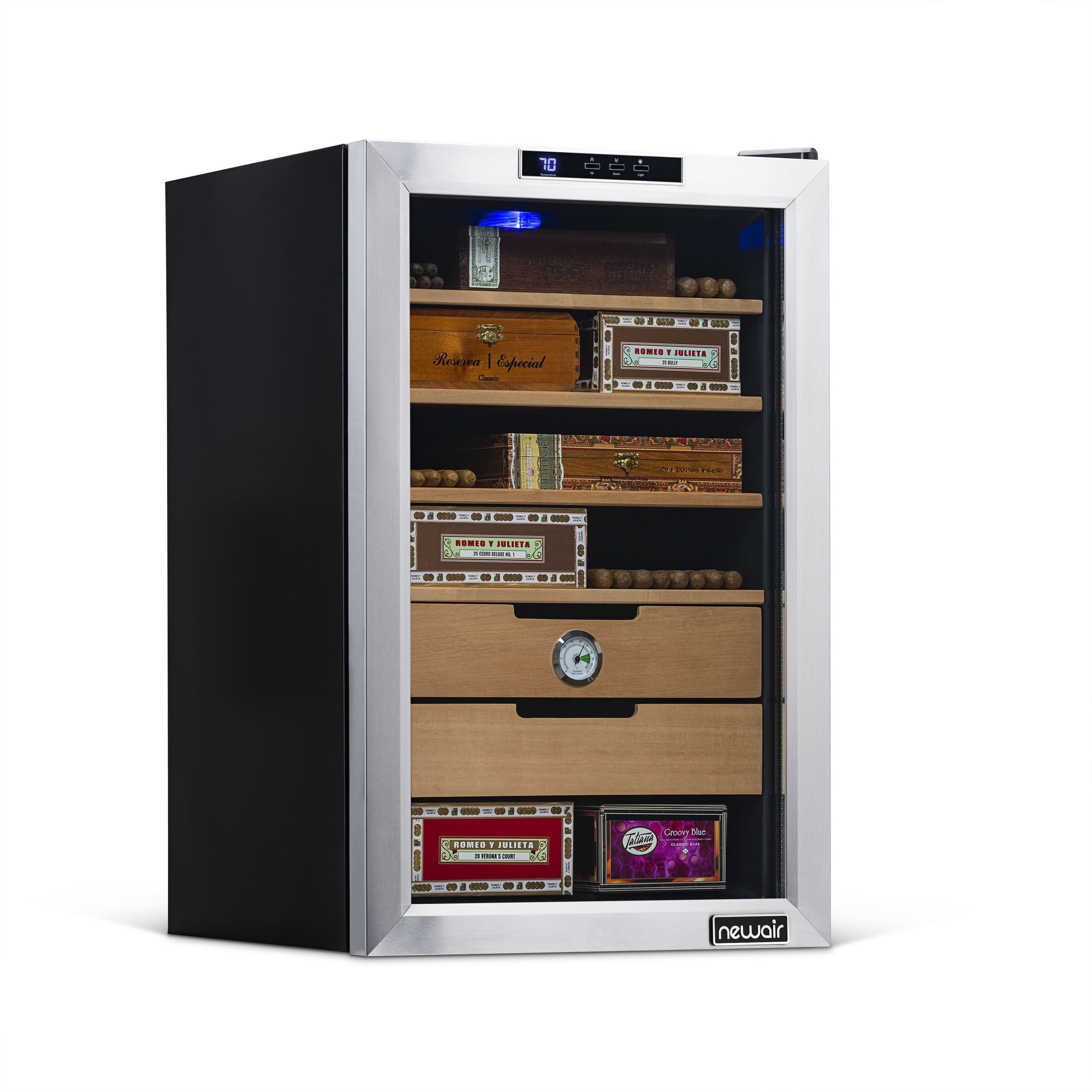 NewAir Cigar Humidor 400 Capacity Storage Cooler, Spanish Cedar Shelves