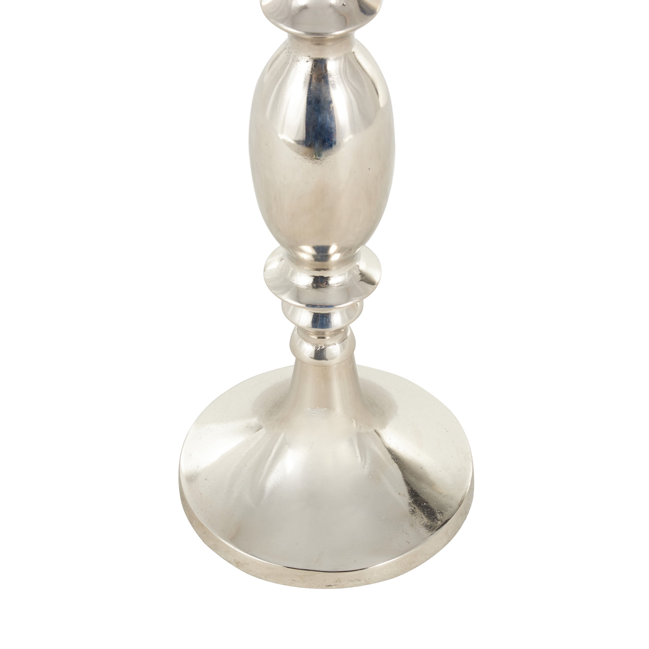 DecMode Silver Aluminum Metal Floor Candle Holder