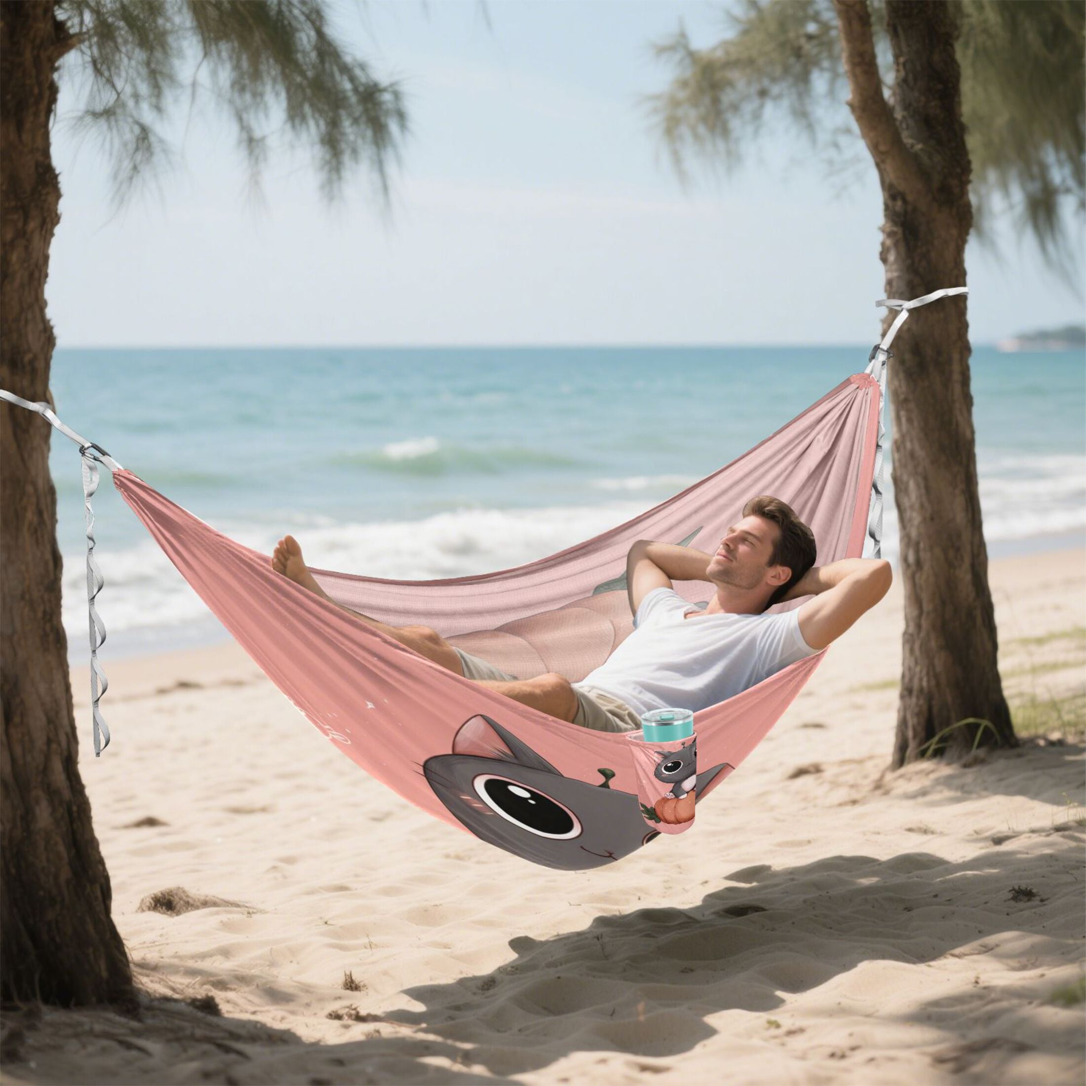 Hammock Camping Hammock Nylon Portable Hammock Travel Camping Hammock A Cute Cartoon Cat