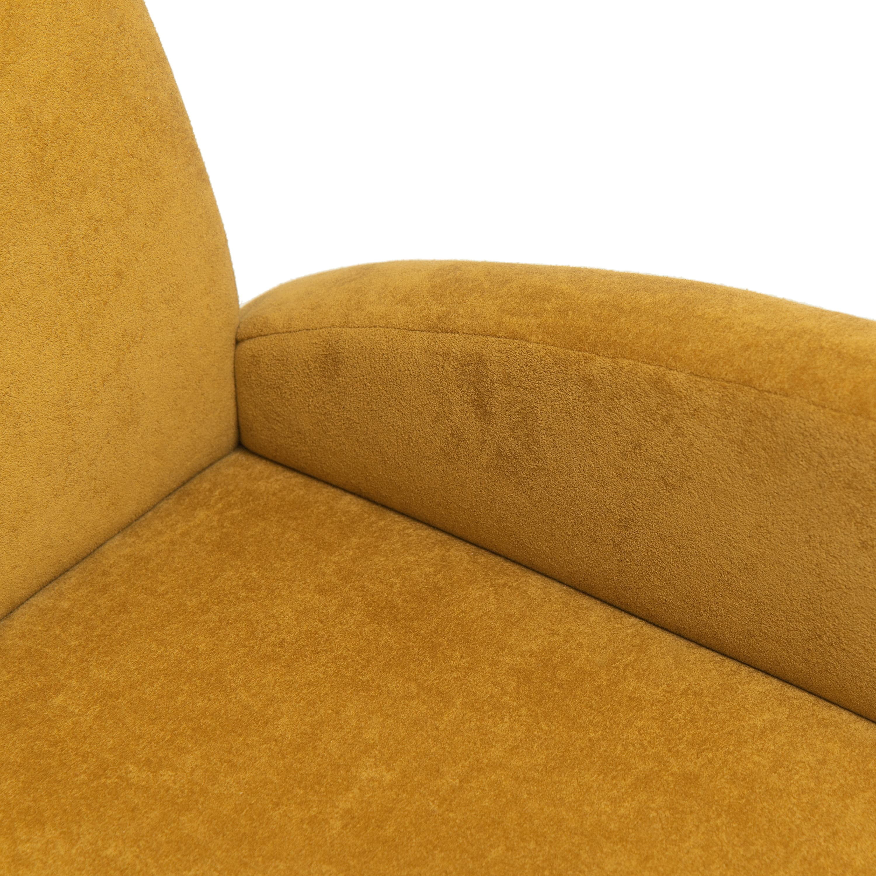 Aukfa 28" Plush Accent Chair, Upholstered Lounge Chair, Modern Reading Chair, Brown Yellow