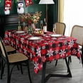 thumbnail image 1 of Christmas Tablecloth Rectangle, Plaid Table Cloth with Snowflake Decorations, Heavy Weight & Spillproof Table Cover for Dining, Party & Holidays (Snow Patterns, Rectangle, 60" x 84" (6-8 Seats)), 1 of 6