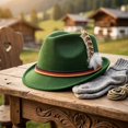 thumbnail image 7 of Byfri Felt Trilby Fedora Hat Jazz Style Oktoberfest Festival Hat for Men 24x12.5x28.5cm, 7 of 7