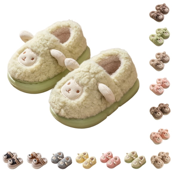 HNMKIU Girls Slippers with Backstrap Winter Slippers for Kids Ages 12 Months to 8 Years Slipper for Kids,03_Green,5.5-6 Years