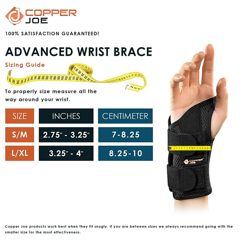 Copper Joe Adjustable Wrist Brace - Carpal Tunnel Support and Pain Relief  (Right, Large/X-Large)