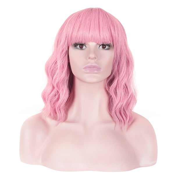 Peluca de fibra química de estilo diario con ondas de agua y cabello rizado estilo europeo y americano con rollo de huevo corto