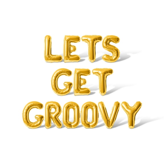 Letter Balloons - LETS GET GROOVY 16" Inch Alphabet Letters Foil Mylar Balloon Bachelorette or Bridal Shower Party Banner (Gold)
