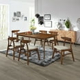 SEVILLE 7PC Mid Century Modern Wood Dining Room Set, Walnut/Gray ...