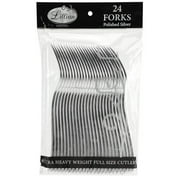 LOOKS LIKE REAL!!  Polished Silver Plastic Disposable Cutlery - Forks - 24 Count