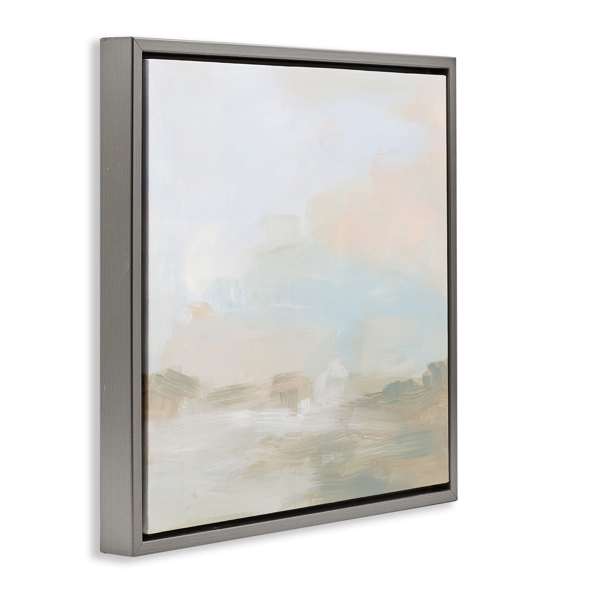 Stupell Industries Modern Neutral Landscape Abstract Abstract Painting Gray Floater Framed Canvas Art Print Wall Art, 25 x 25
