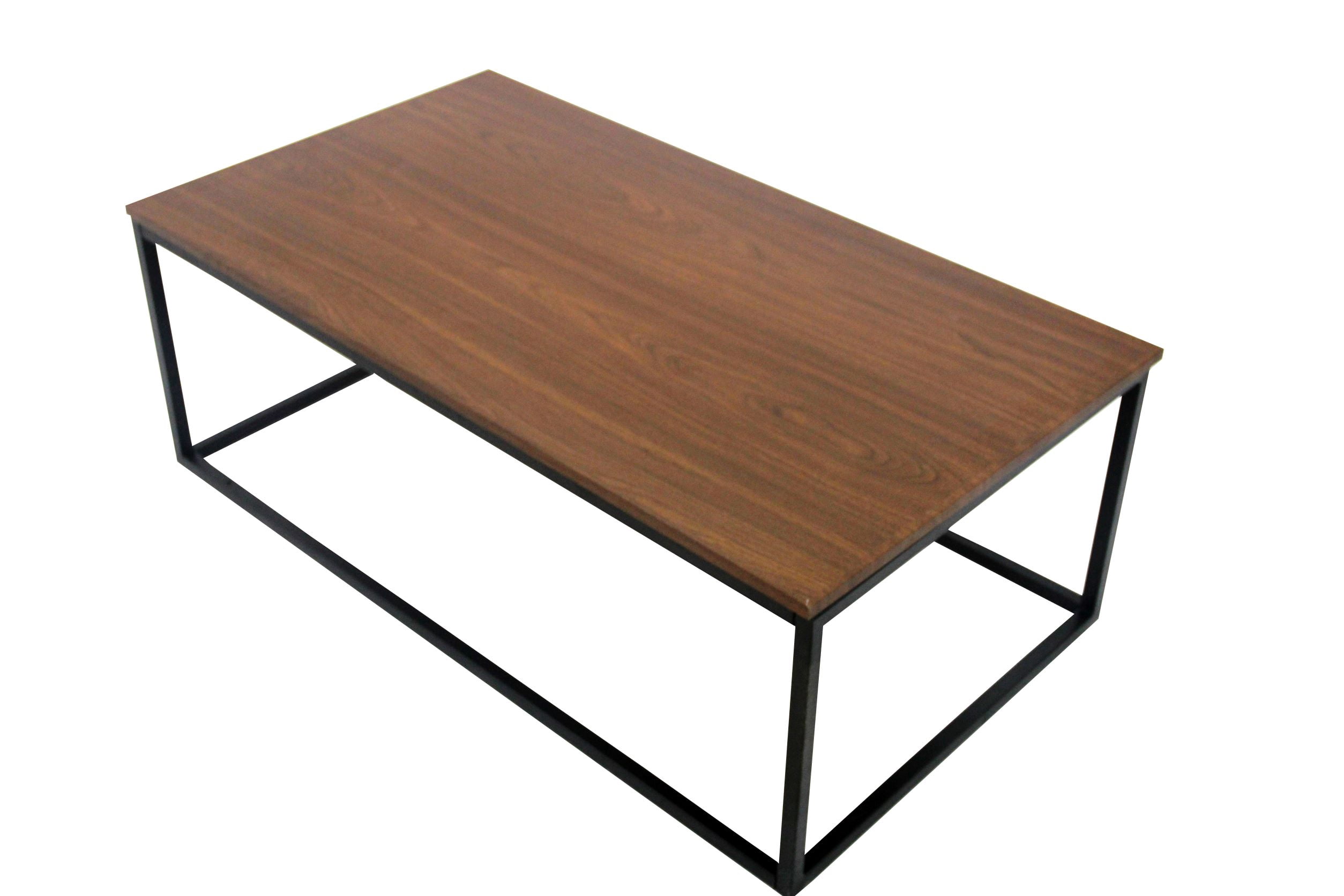 Uspridefurniture Industrial Wood and Metal Rectangle Coffee Table, Walnut