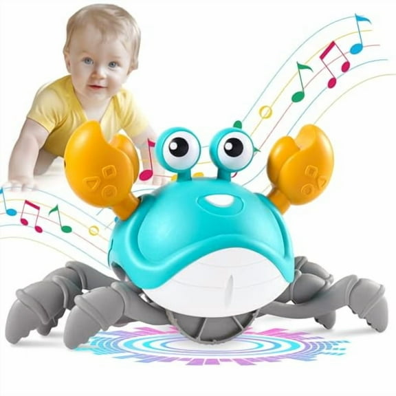 Crawling Crab Baby Toys 3.0,Upgraded Tummy Time Baby Toys 6-12 12-18 Month,Infant Learning Crawl Walking Dancing Crab with Music&Speed Control for 1 2 3 4 5 6 Girls Year Newborn Birthday Gifts