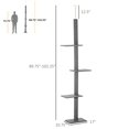 thumbnail image 2 of 102" Grey Floor to Ceiling Cat Tree with Perches & Scratching Posts - Tall Cat Tower for Living Room & Playful Kittens - Durable E1 Particle Board Design, 2 of 7
