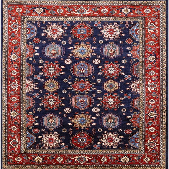 Ahgly Company Indoor Square Mid-Century Modern Pink Oriental Area Rugs, 6' Square