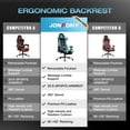 thumbnail image 4 of JONPONY Big and Tall 500LBS Gaming Chair, Ergonomic Design, Gamer Chair PU Leather with Footrest and Lumbar Support, High Back Office Chair Support 8 Hours Long Sitting,Blue Computer Chair,Blue, 4 of 12