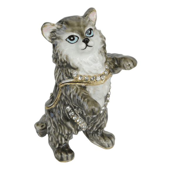 Kitten Cat Trinket Box Metal Jewelry Container Cat Miniature Birthday Present