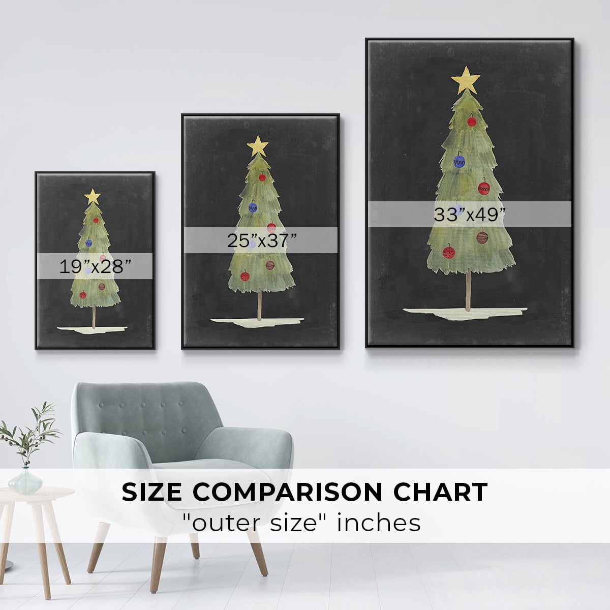 Christmas Glow II - Framed Gallery Wrapped Holiday Canvas - 17 x 25 - Black Frame