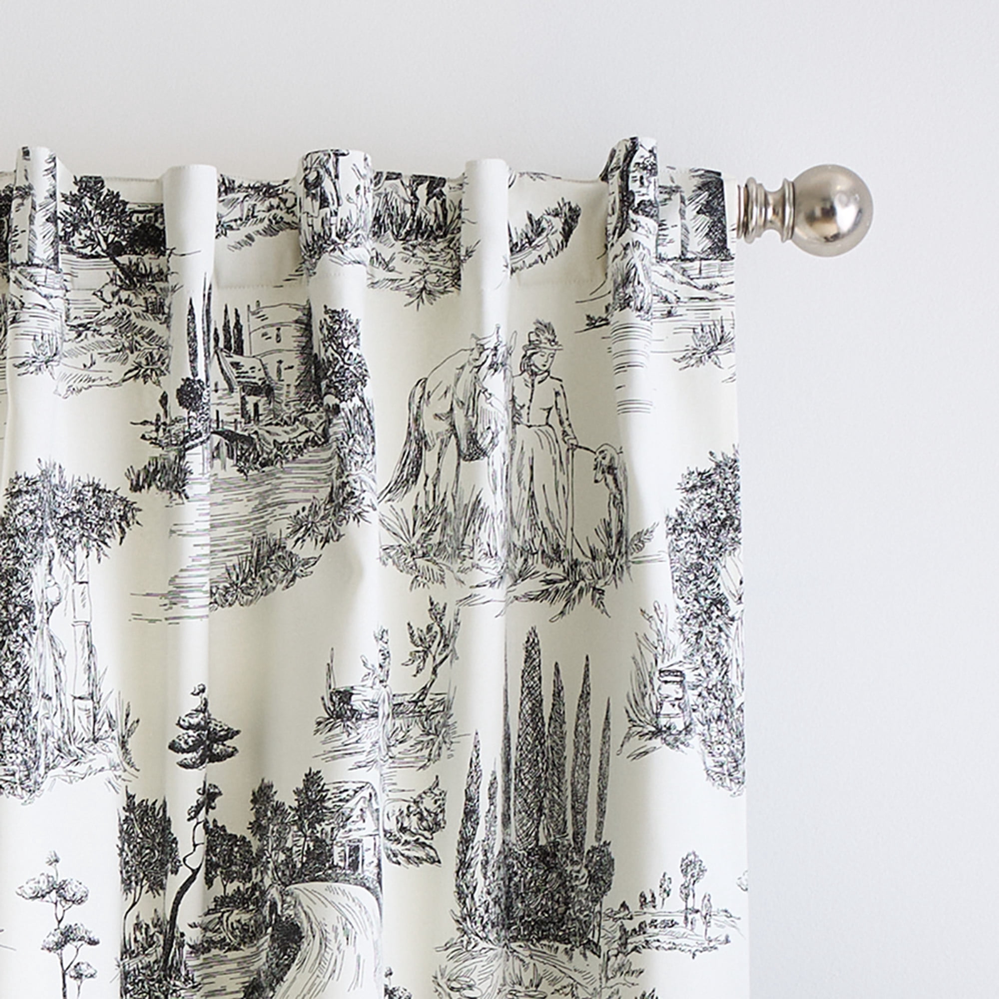 Martha Stewart Village Life Curtain Panel Pair, Black, Back Tab, Blackout, Indoor, Adult, 2 Piece Set, 37" x 84"